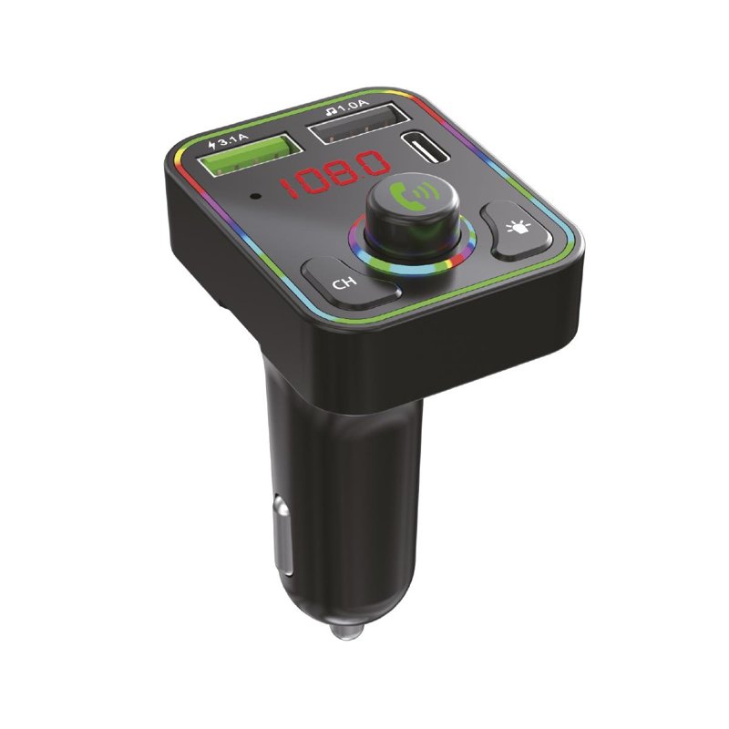 CARGADOR AUTO SOUL FM100 FM/TF/MANOS LIBRES LED