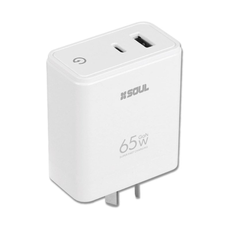 CARGADOR VIAJERO SOUL FAST PD + USB QC 65W GAN CABEZAL
