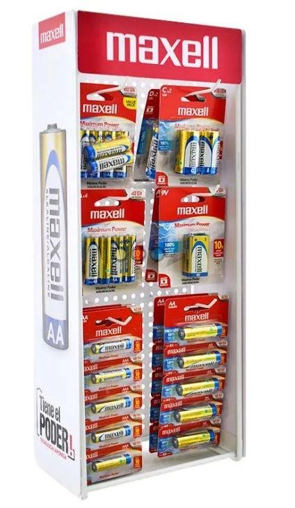 EXHIBIDOR MOSTRADOR MAXELL PILAS 9 GANCHOS C/PILAS OFERTA