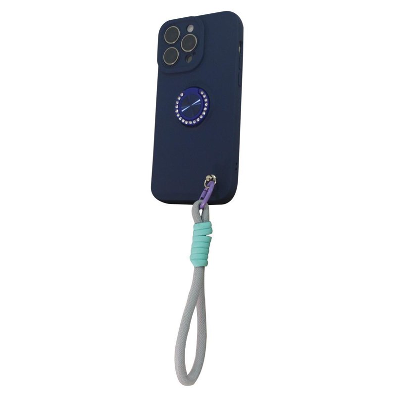 FUNDA SOUL SILICONE C/ANILLO Y CORREA IPH 15 PRO AZUL