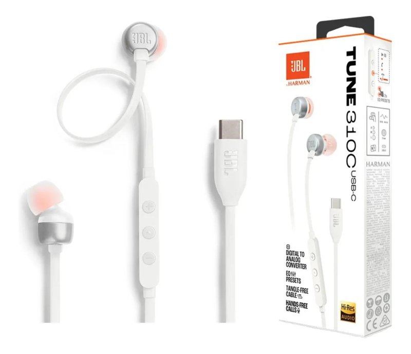 AURICULAR USB-C JBL TUNE 310 BLANCO PROMO