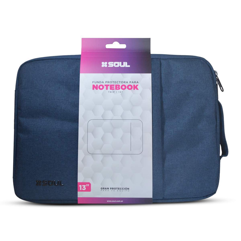 FUNDA NOTEBOOK SOUL 13.3" TRIP C/CIERRE+BOLSI AZUL