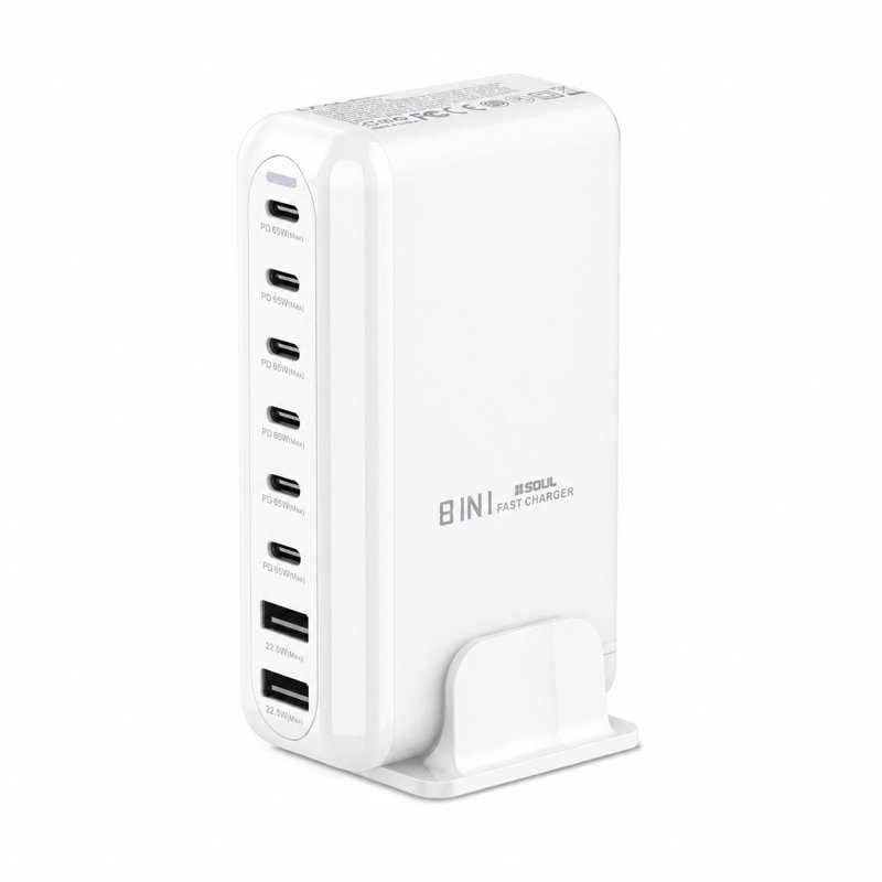 ESTACIÓN DE CARGA SOUL USB 8EN1 PD 65W + QC 22.5W BLANCO