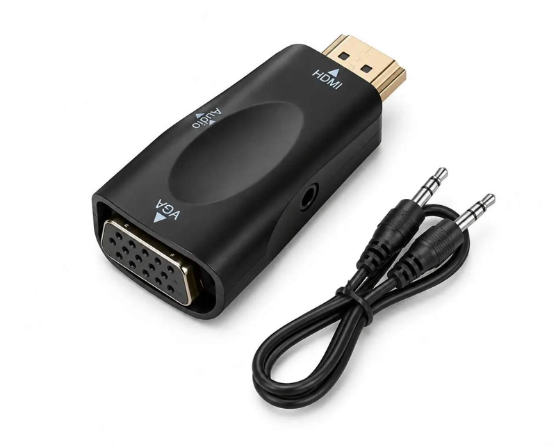 ADAPTADOR CONVERTIDOR INTCO HDMI A VGA C/CABLE AUDIO Y POWER